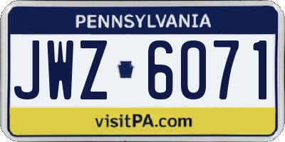 PA license plate JWZ6071