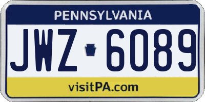 PA license plate JWZ6089