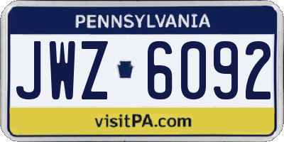 PA license plate JWZ6092