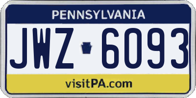 PA license plate JWZ6093