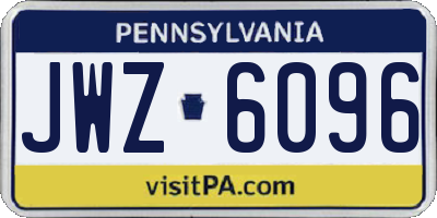 PA license plate JWZ6096