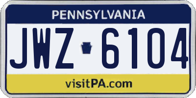 PA license plate JWZ6104