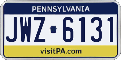 PA license plate JWZ6131