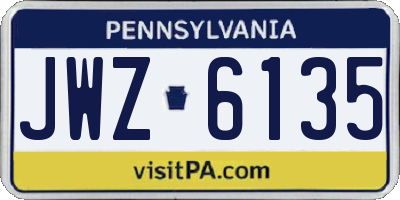 PA license plate JWZ6135