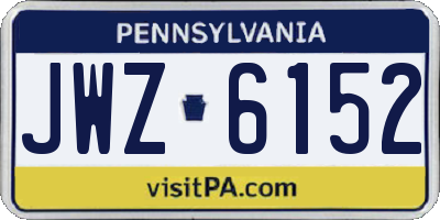 PA license plate JWZ6152