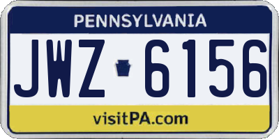 PA license plate JWZ6156