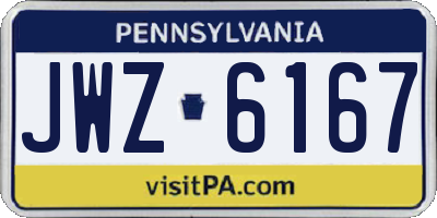 PA license plate JWZ6167