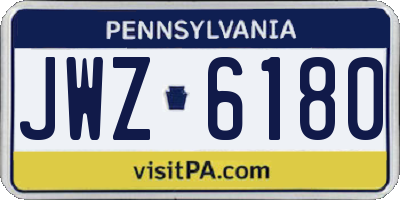 PA license plate JWZ6180