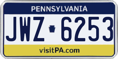 PA license plate JWZ6253