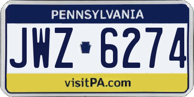 PA license plate JWZ6274