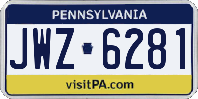 PA license plate JWZ6281