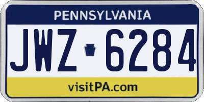 PA license plate JWZ6284