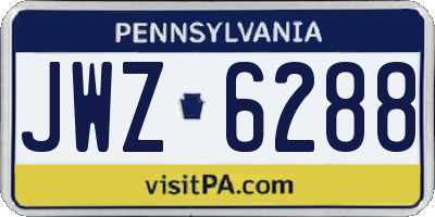PA license plate JWZ6288