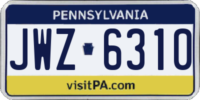 PA license plate JWZ6310