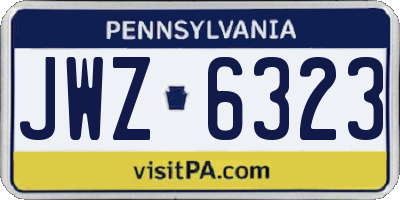 PA license plate JWZ6323