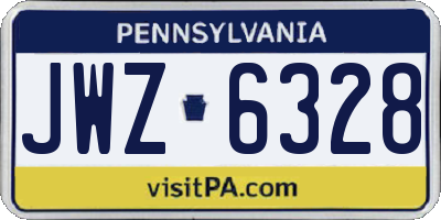 PA license plate JWZ6328
