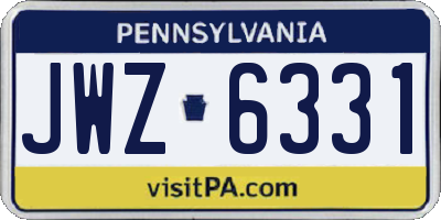 PA license plate JWZ6331