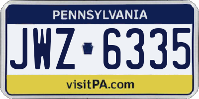 PA license plate JWZ6335