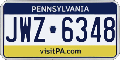 PA license plate JWZ6348