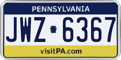 PA license plate JWZ6367