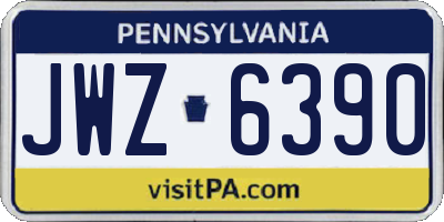 PA license plate JWZ6390