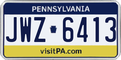 PA license plate JWZ6413