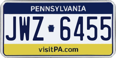 PA license plate JWZ6455