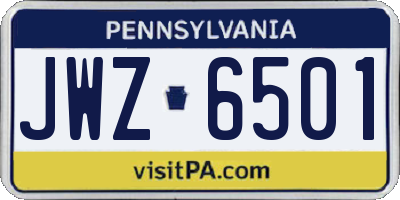 PA license plate JWZ6501