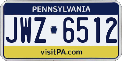 PA license plate JWZ6512