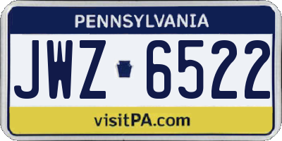 PA license plate JWZ6522