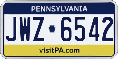 PA license plate JWZ6542