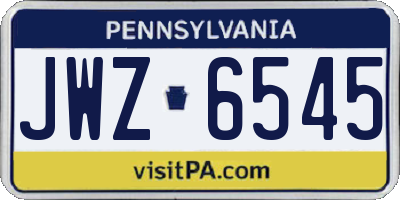 PA license plate JWZ6545