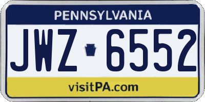 PA license plate JWZ6552