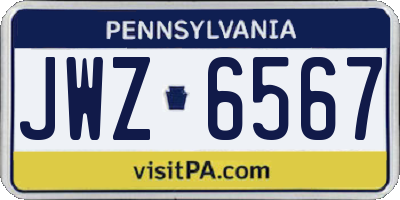 PA license plate JWZ6567