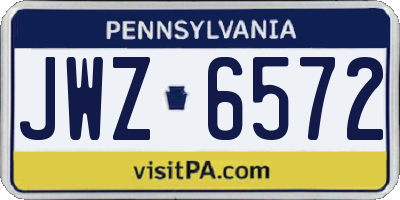 PA license plate JWZ6572