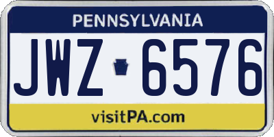 PA license plate JWZ6576