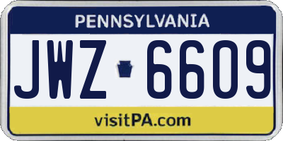 PA license plate JWZ6609