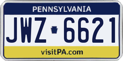 PA license plate JWZ6621