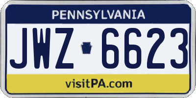 PA license plate JWZ6623