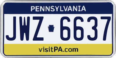 PA license plate JWZ6637