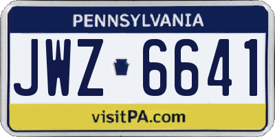 PA license plate JWZ6641