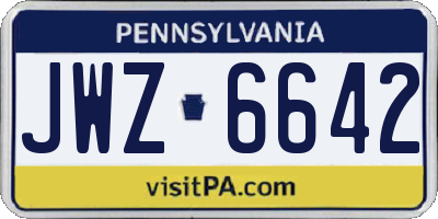 PA license plate JWZ6642