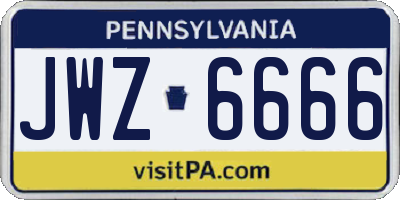 PA license plate JWZ6666