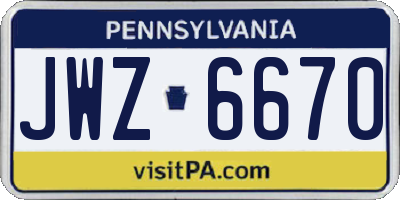 PA license plate JWZ6670