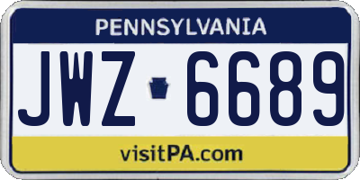 PA license plate JWZ6689