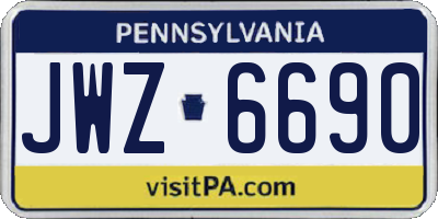 PA license plate JWZ6690