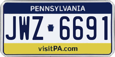 PA license plate JWZ6691
