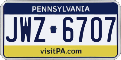 PA license plate JWZ6707