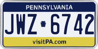 PA license plate JWZ6742