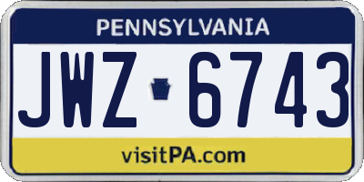 PA license plate JWZ6743